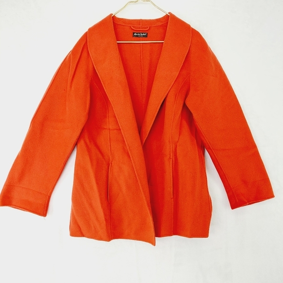 Alexandra Bartlett Deep Rusty Orange Wool Pea Coat Z50 - Picture 1 of 9